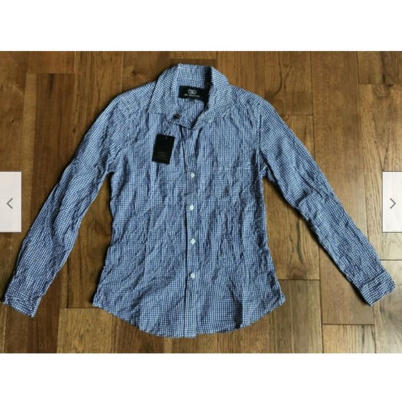 Tart Collection Blue & White Checkered Shirt Small - Picture 3 of 6